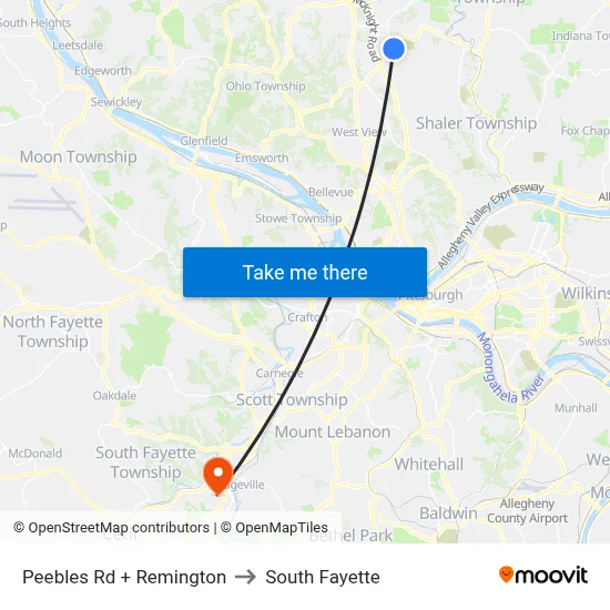 Peebles Rd + Remington to South Fayette map