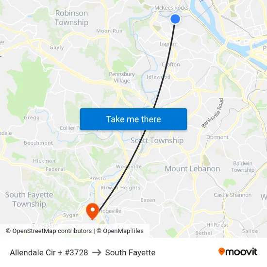 Allendale Cir + #3728 to South Fayette map