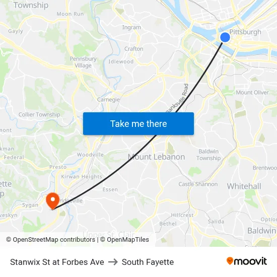 Stanwix St at Forbes Ave to South Fayette map
