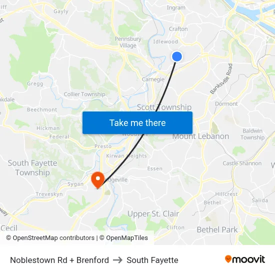 Noblestown Rd + Brenford to South Fayette map