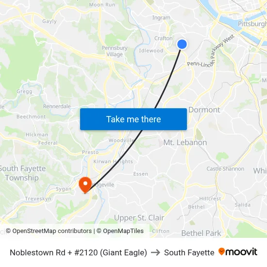Noblestown Rd + #2120 (Giant Eagle) to South Fayette map