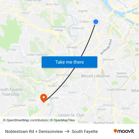 Noblestown Rd + Denisonview to South Fayette map