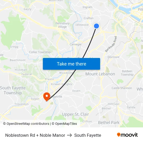 Noblestown Rd + Noble Manor to South Fayette map