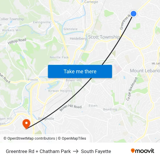 Greentree Rd + Chatham Park to South Fayette map