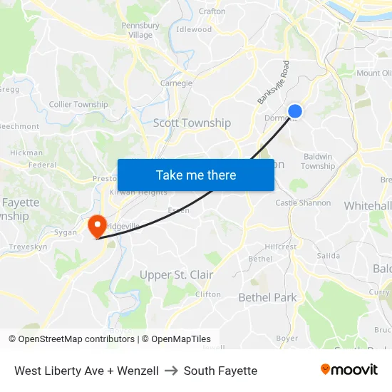 West Liberty Ave + Wenzell to South Fayette map