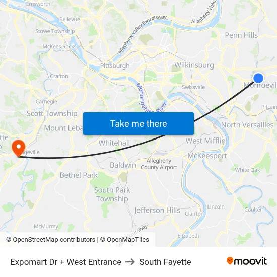 Expomart Dr + West Entrance to South Fayette map