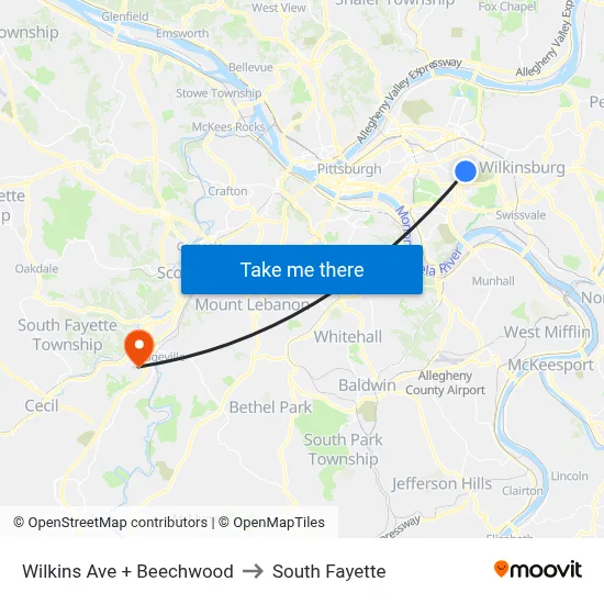 Wilkins Ave + Beechwood to South Fayette map