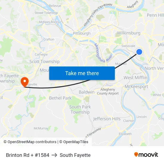 Brinton Rd + #1584 to South Fayette map