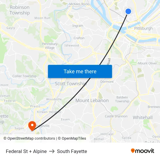 Federal St + Alpine to South Fayette map