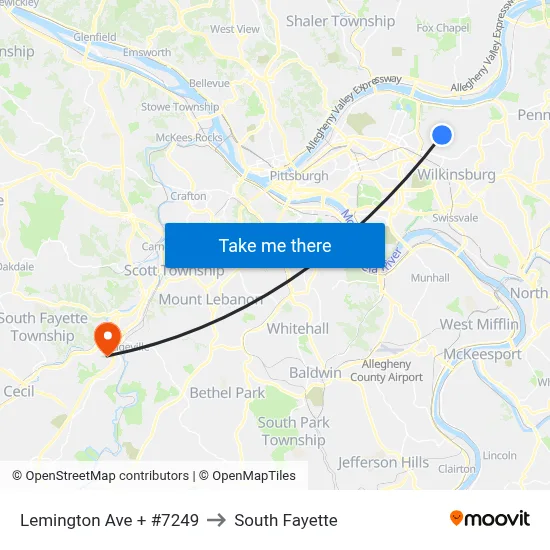 Lemington Ave + #7249 to South Fayette map