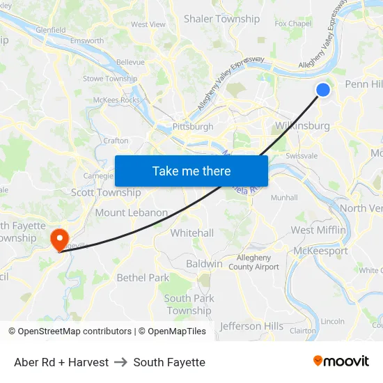 Aber Rd + Harvest to South Fayette map