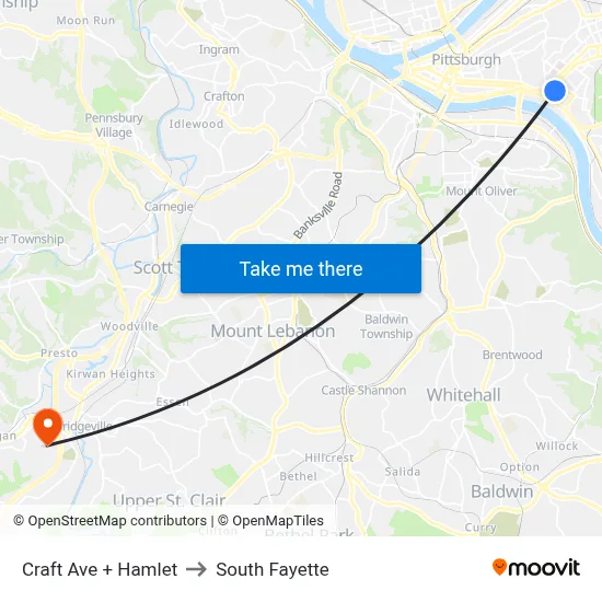 Craft Ave + Hamlet to South Fayette map