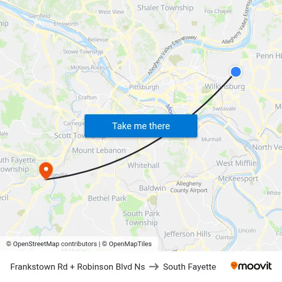 Frankstown Rd + Robinson Blvd Ns to South Fayette map