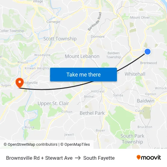 Brownsville Rd + Stewart Ave to South Fayette map