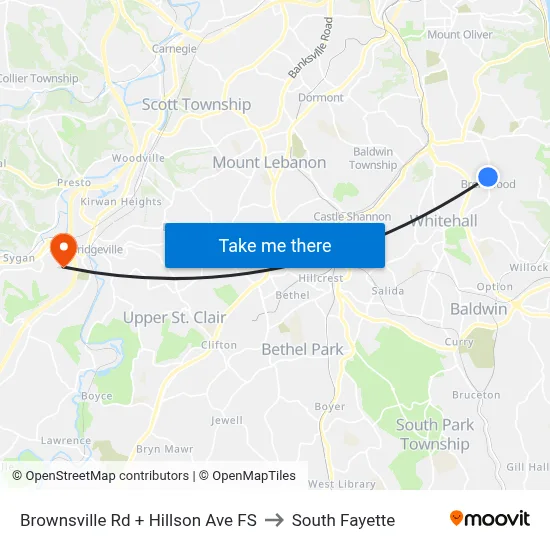 Brownsville Rd + Hillson Ave FS to South Fayette map