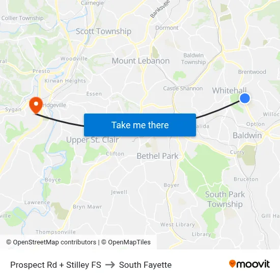 Prospect Rd + Stilley FS to South Fayette map
