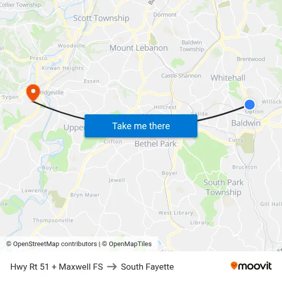 Hwy Rt 51 + Maxwell FS to South Fayette map
