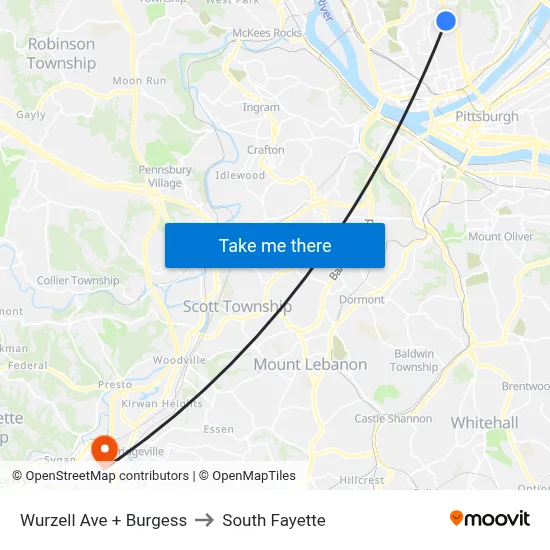 Wurzell Ave + Burgess to South Fayette map
