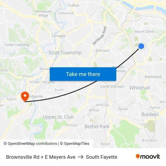 Brownsville Rd + E Meyers Ave to South Fayette map