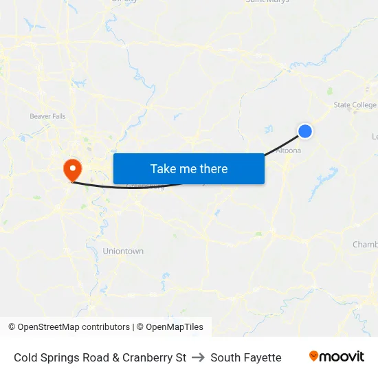 Cold Springs Road & Cranberry St to South Fayette map