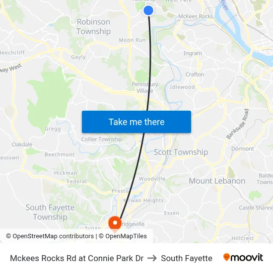 Mckees Rocks Rd at Connie Park Dr to South Fayette map
