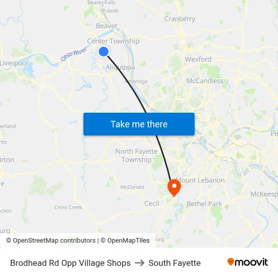 Brodhead Rd Opp Village Shops to South Fayette map