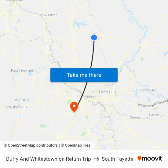 Duffy And Whitestown on Return Trip to South Fayette map