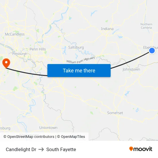Candlelight Dr to South Fayette map