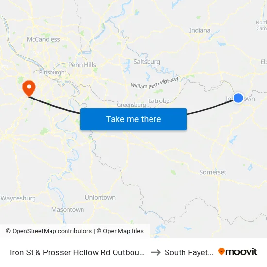 Iron St & Prosser Hollow Rd Outbound to South Fayette map