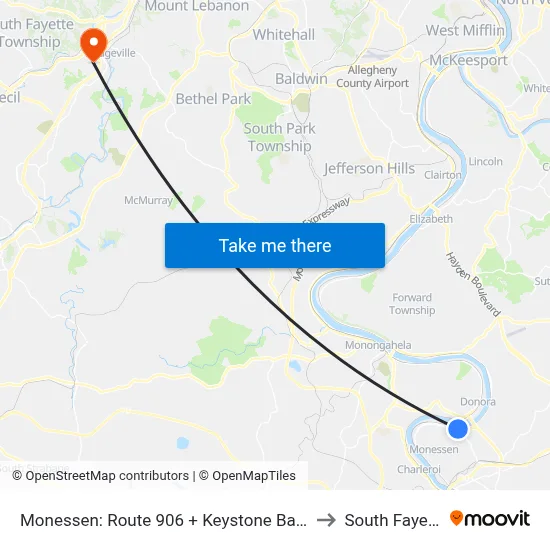 Monessen: Route 906 + Keystone Bakery to South Fayette map