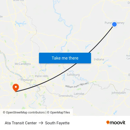 Ata Transit Center to South Fayette map