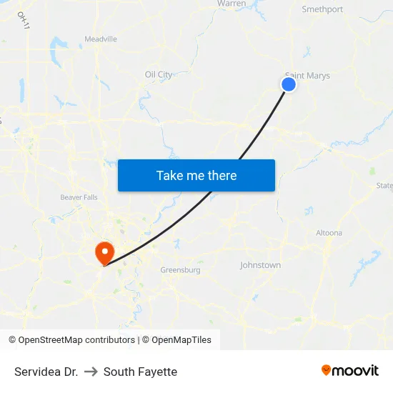 Servidea Dr. to South Fayette map