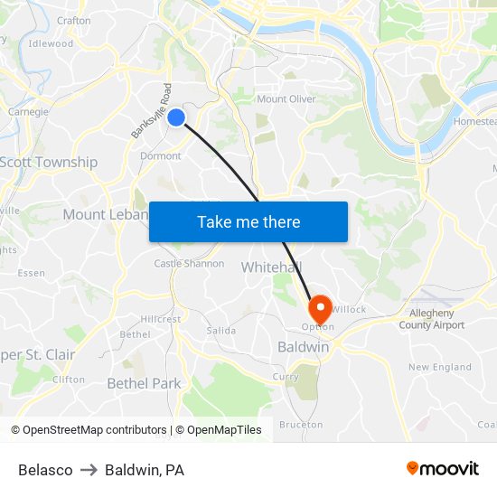 Belasco to Baldwin, PA map