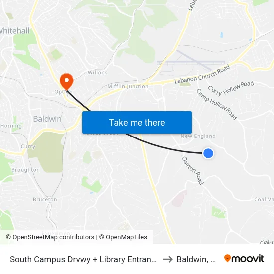 South Campus Drvwy + Library Entrance to Baldwin, PA map