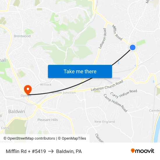 Mifflin Rd + #5419 to Baldwin, PA map