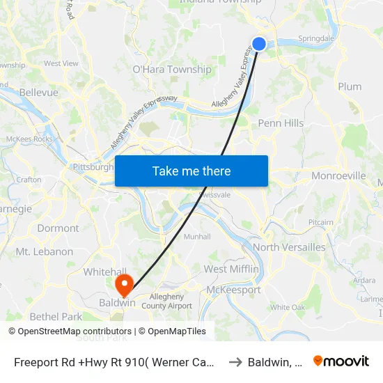 Freeport Rd +Hwy Rt 910( Werner Camp) to Baldwin, PA map