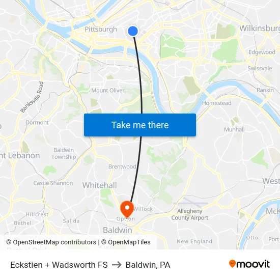 Eckstien + Wadsworth FS to Baldwin, PA map