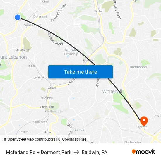 Mcfarland Rd + Dormont Park to Baldwin, PA map