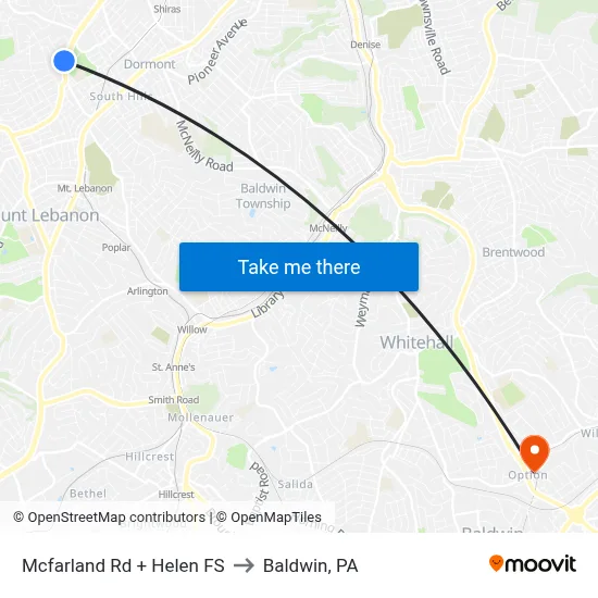 Mcfarland Rd + Helen FS to Baldwin, PA map