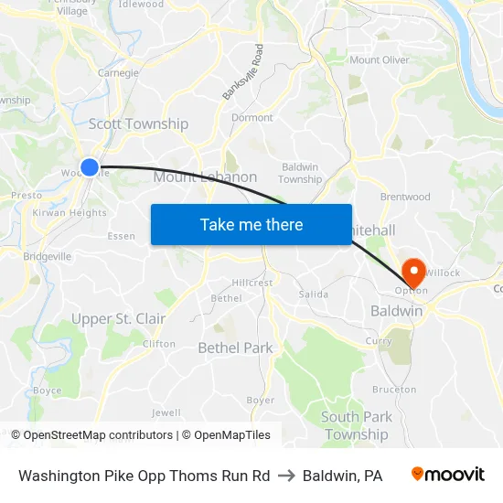 Washington Pike Opp Thoms Run Rd to Baldwin, PA map