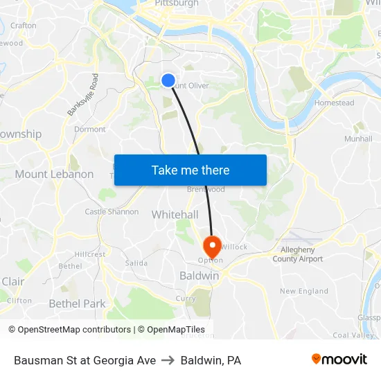 Bausman St at Georgia Ave to Baldwin, PA map