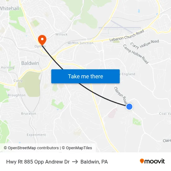 Hwy Rt 885 Opp Andrew Dr to Baldwin, PA map