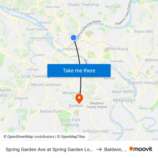 Spring Garden Ave at Spring Garden Loop Pnr to Baldwin, PA map