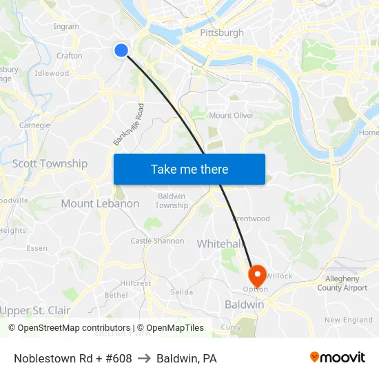 Noblestown Rd + #608 to Baldwin, PA map