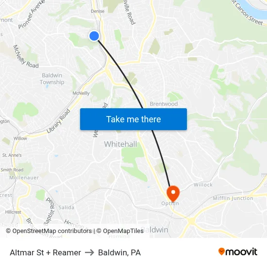 Altmar St + Reamer to Baldwin, PA map