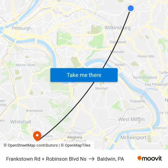 Frankstown Rd + Robinson Blvd Ns to Baldwin, PA map