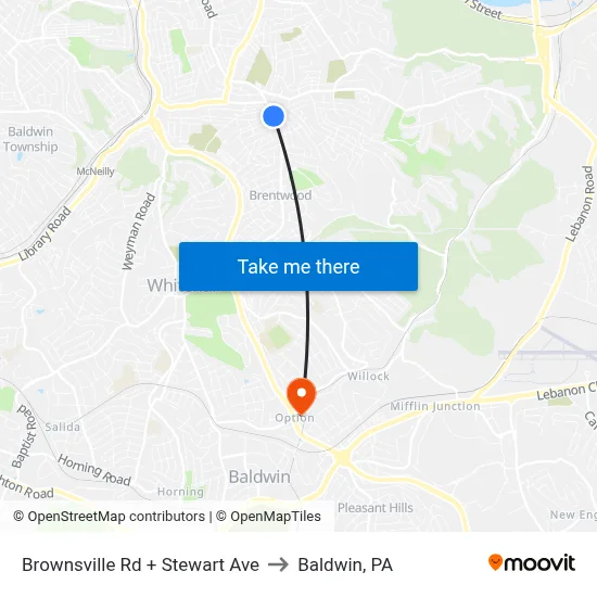 Brownsville Rd + Stewart Ave to Baldwin, PA map