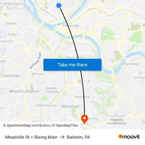 Meadville St + Rising Main to Baldwin, PA map