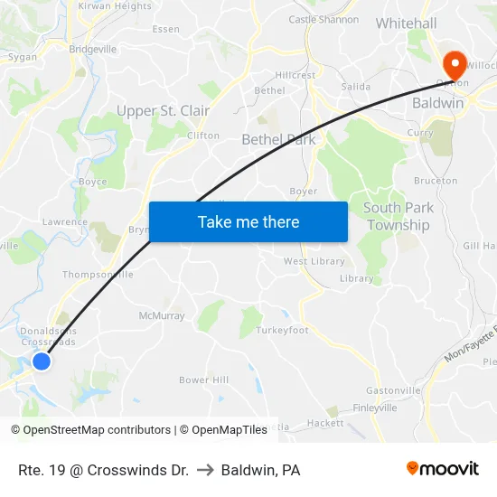 Rte. 19 @ Crosswinds Dr. to Baldwin, PA map