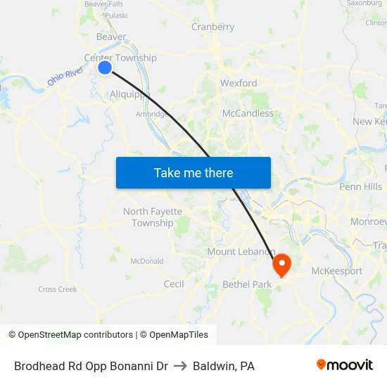 Brodhead Rd Opp Bonanni Dr to Baldwin, PA map